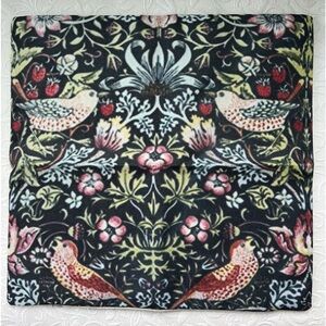 BIRDS, FLOWERS, BERRIES, VINES Woven Zip Pillow Cover for Pillow Form 16x16 NEW